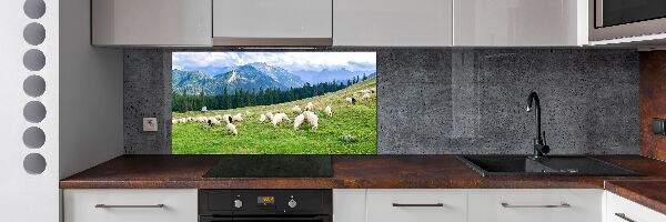 Pannello paraschizzi cucina con motivo di pecore sui monti Tatra