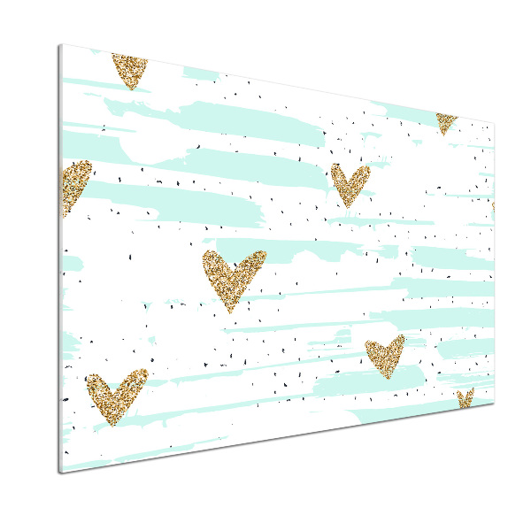 Pannello retrocucina con motivo di cuori dorati