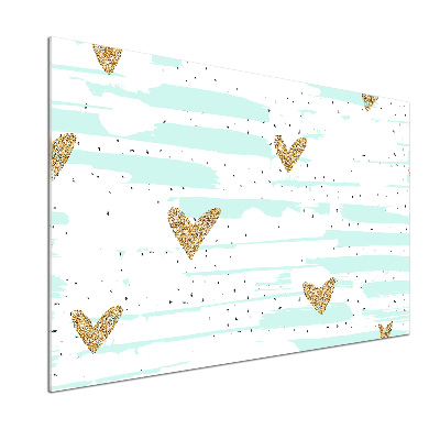 Pannello retrocucina con motivo di cuori dorati