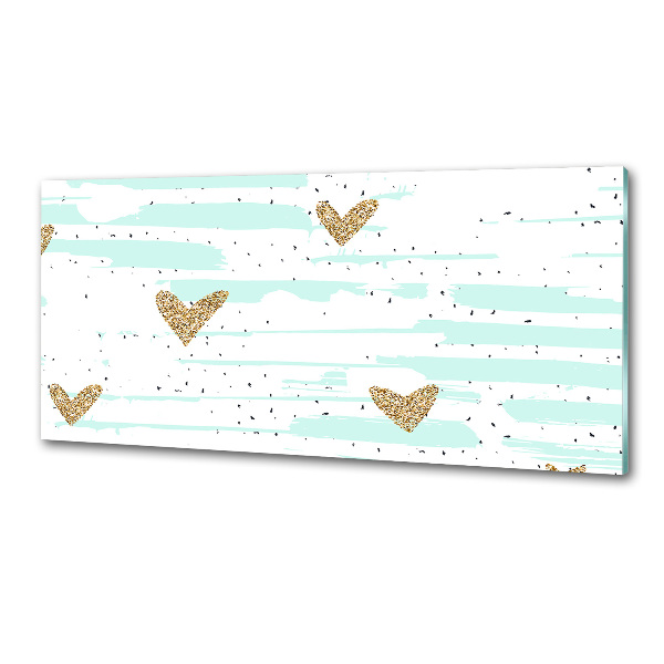 Pannello retrocucina con motivo di cuori dorati