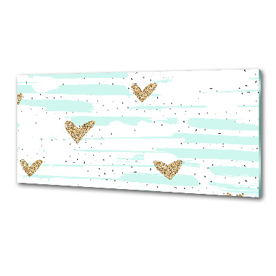 Pannello retrocucina con motivo di cuori dorati