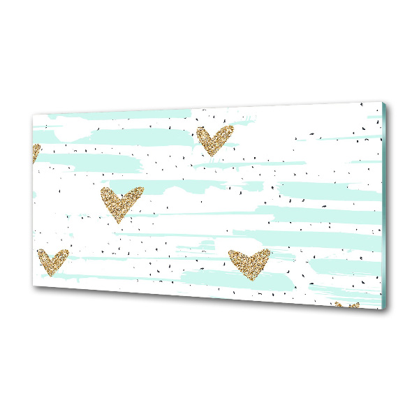 Pannello retrocucina con motivo di cuori dorati