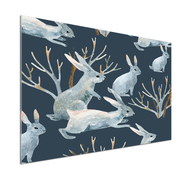 Pannello retrocucina con motivo con conigli invernali