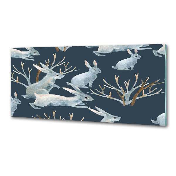 Pannello retrocucina con motivo con conigli invernali