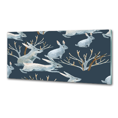 Pannello retrocucina con motivo con conigli invernali
