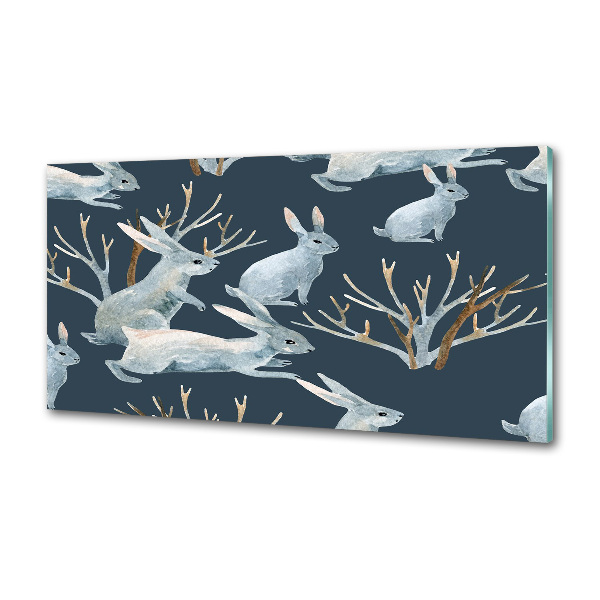 Pannello retrocucina con motivo con conigli invernali