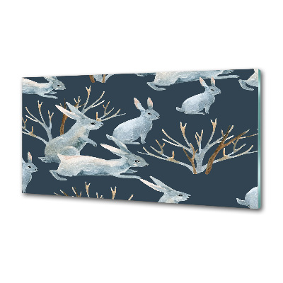 Pannello retrocucina con motivo con conigli invernali