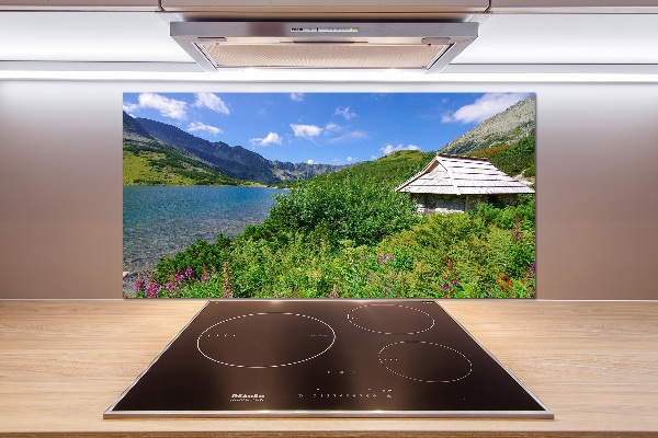 Pannello retrocucina con stampa della casetta sui monti Tatra