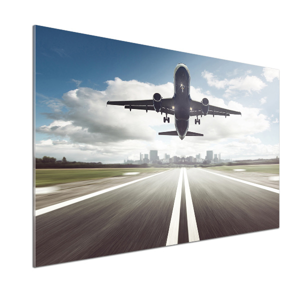 Rivestimento parete cucina con stampa raffigurante un aereo in fase di decollo