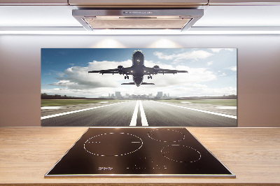 Rivestimento parete cucina con stampa raffigurante un aereo in fase di decollo