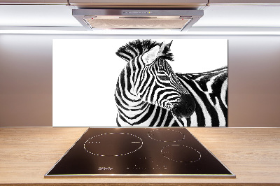 Pannello paraschizzi cucina con stampa raffigurante una zebra nella neve
