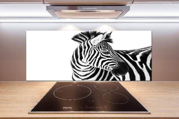 Pannello paraschizzi cucina con stampa raffigurante una zebra nella neve