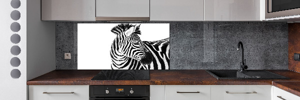 Pannello paraschizzi cucina con stampa raffigurante una zebra nella neve