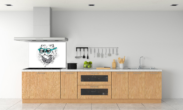 Rivestimento parete cucina con stampa raffigurante un gatto con gli occhiali