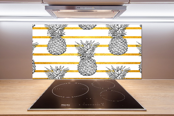 Pannello retrocucina con decorazione a strisce e motivo ananas
