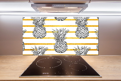 Pannello retrocucina con decorazione a strisce e motivo ananas