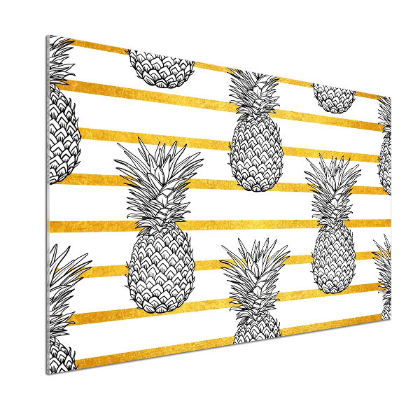 Pannello retrocucina con decorazione a strisce e motivo ananas