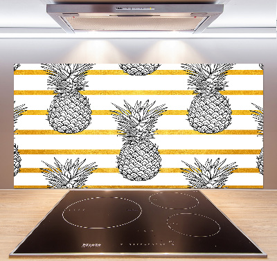 Pannello retrocucina con decorazione a strisce e motivo ananas