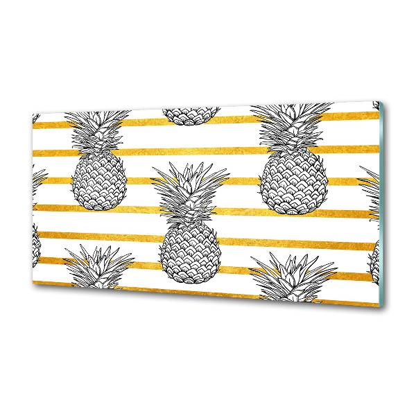 Pannello retrocucina con decorazione a strisce e motivo ananas
