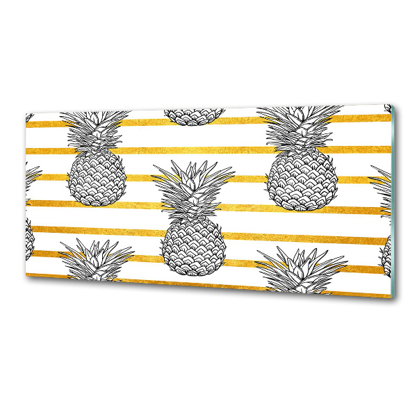 Pannello retrocucina con decorazione a strisce e motivo ananas
