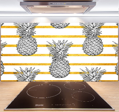 Pannello retrocucina con decorazione a strisce e motivo ananas