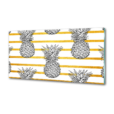Pannello retrocucina con decorazione a strisce e motivo ananas