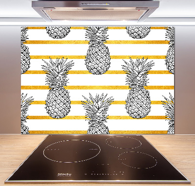 Pannello retrocucina con decorazione a strisce e motivo ananas