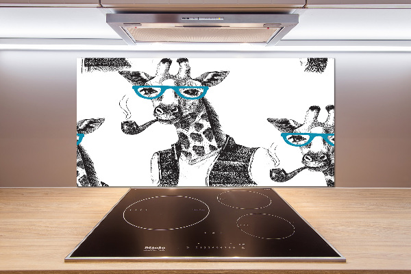 Pannello paraschizzi cucina con stampa di una giraffa con gli occhiali