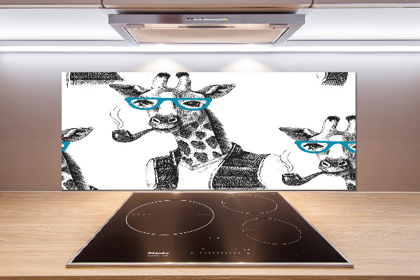 Pannello paraschizzi cucina con stampa di una giraffa con gli occhiali