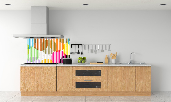 Rivestimento parete cucina con motivo di cerchi colorati
