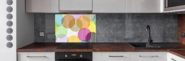 Rivestimento parete cucina con motivo di cerchi colorati