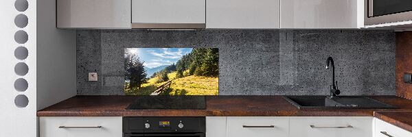 Pannello retrocucina con motivo “Autunno in montagna”