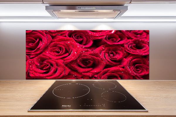 Pannello paraschizzi cucina con motivo Gocce sulle rose