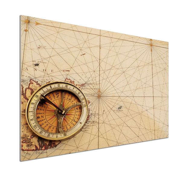 Pannello paraschizzi cucina con stampa a bussola su mappa