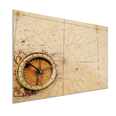 Pannello paraschizzi cucina con stampa a bussola su mappa