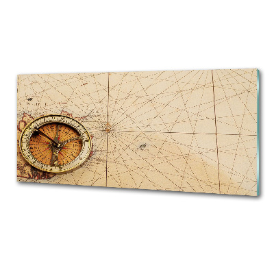 Pannello paraschizzi cucina con stampa a bussola su mappa