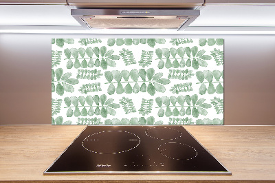Pannello paraschizzi cucina con motivo a foglie verdi