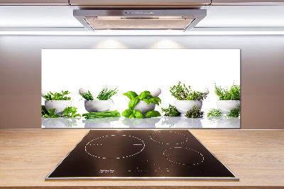 Rivestimento parete cucina con motivo a erbe