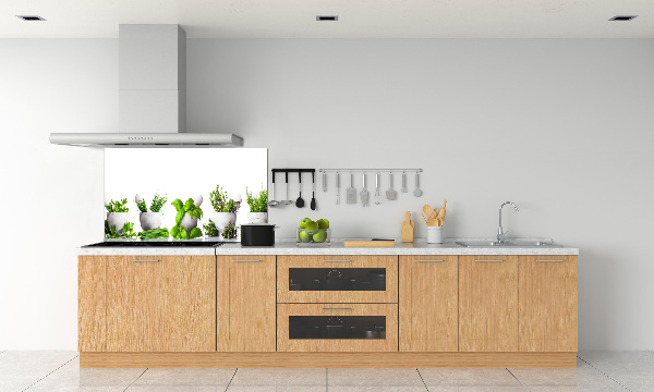 Rivestimento parete cucina con motivo a erbe