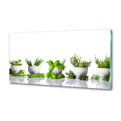 Rivestimento parete cucina con motivo a erbe