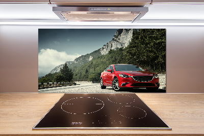 Pannello retrocucina con stampa raffigurante un'auto in montagna