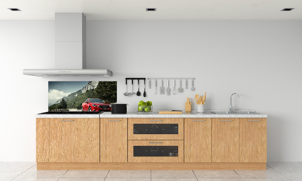 Pannello retrocucina con stampa raffigurante un'auto in montagna