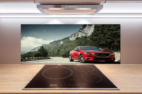 Pannello retrocucina con stampa raffigurante un'auto in montagna