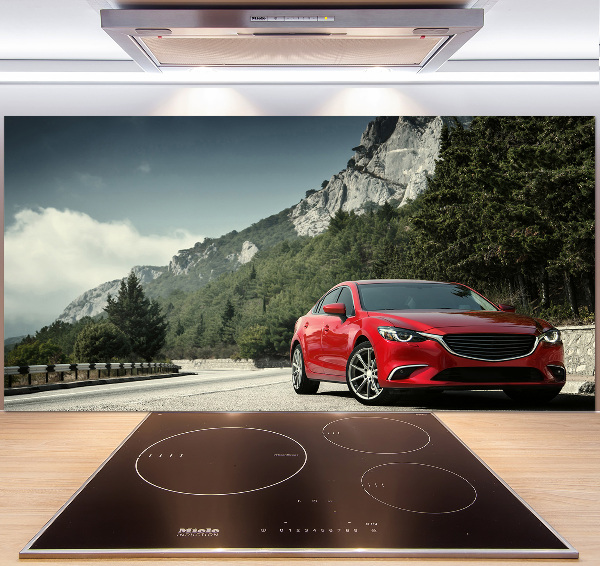 Pannello retrocucina con stampa raffigurante un'auto in montagna