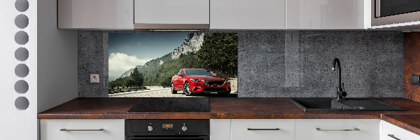 Pannello retrocucina con stampa raffigurante un'auto in montagna