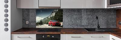 Pannello retrocucina con stampa raffigurante un'auto in montagna
