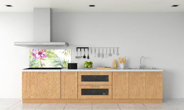 Pannello paraschizzi cucina con motivo a fiori hawaiani