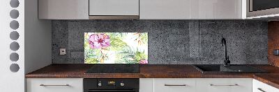 Pannello paraschizzi cucina con motivo a fiori hawaiani