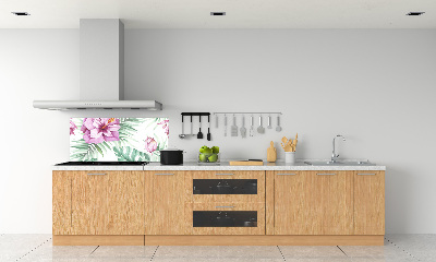 Rivestimento parete cucina con motivo di fiori hawaiani