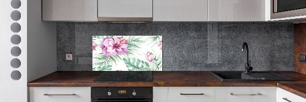 Rivestimento parete cucina con motivo di fiori hawaiani